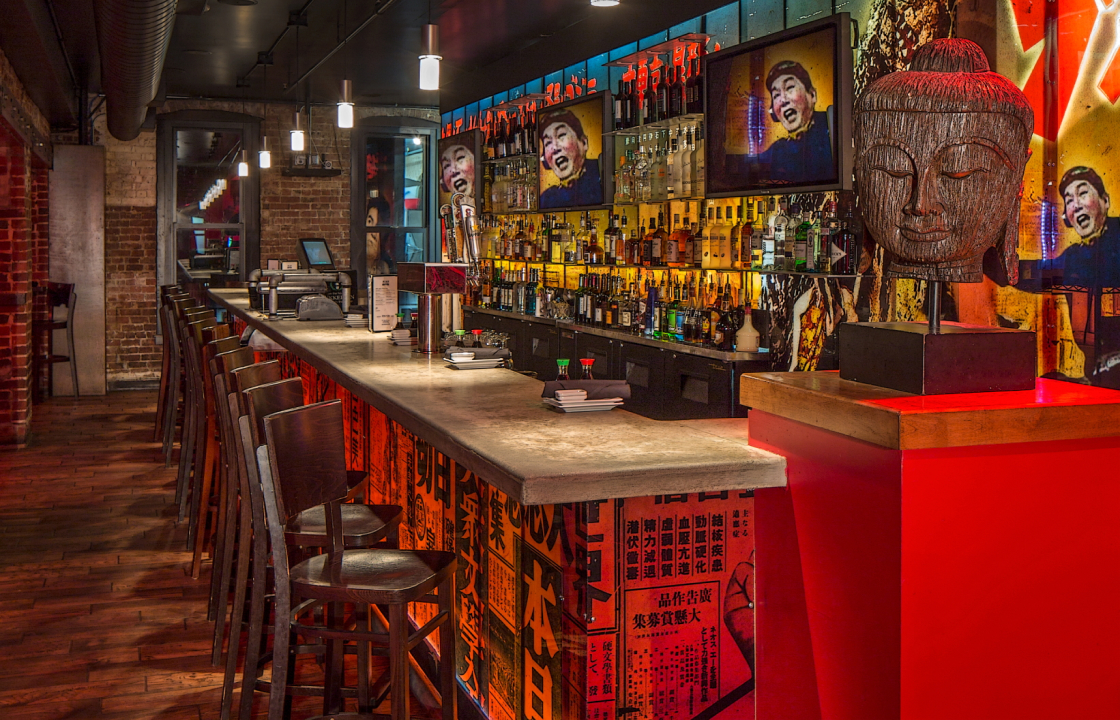 A vibrant Asian-inspired environment.
