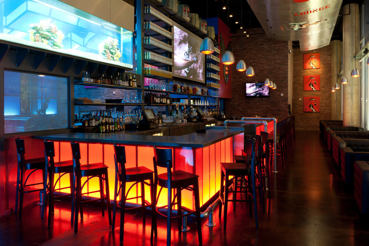 Inside of Blue Sushi located at West 7th.