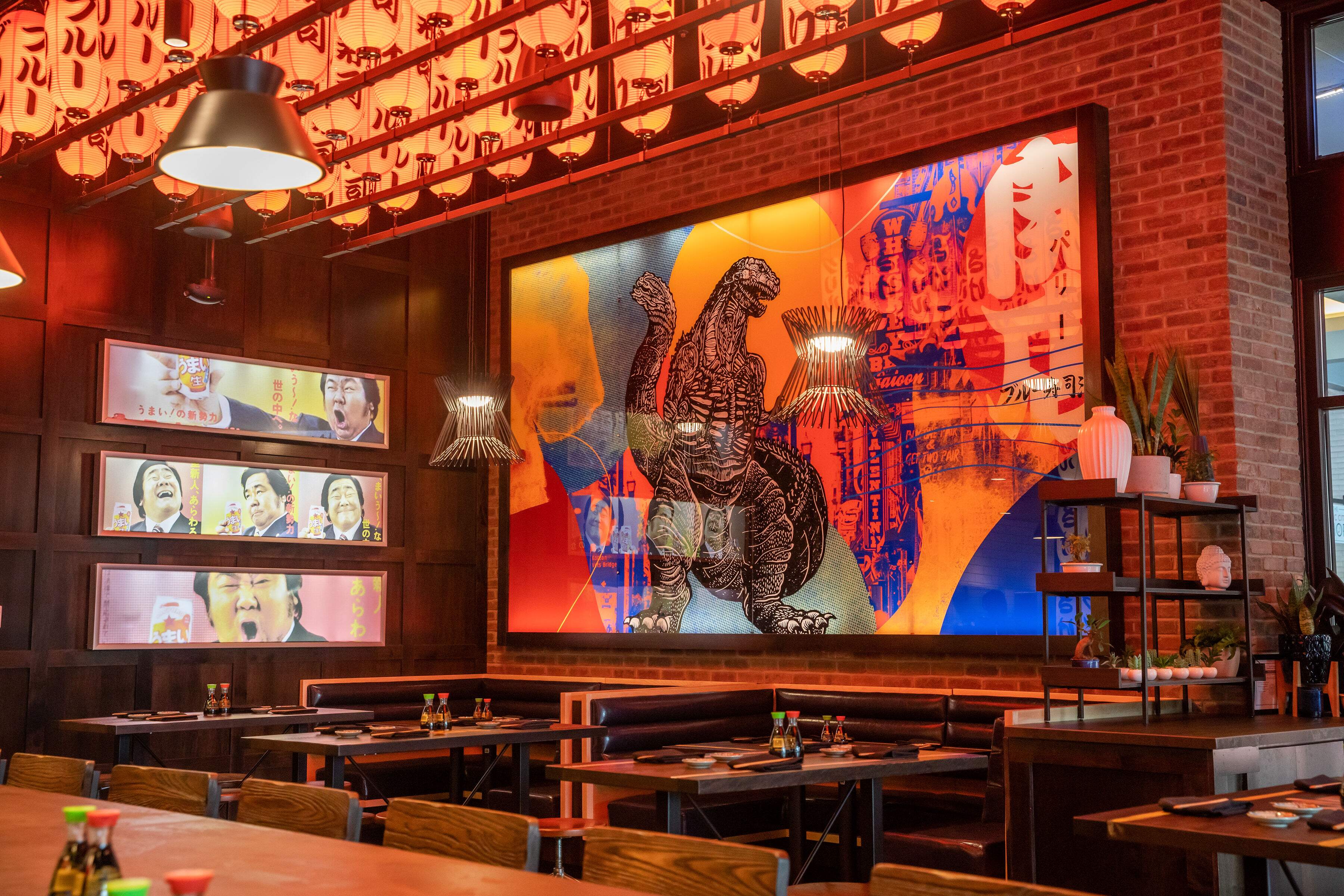 Inside look of the Blue Sushi Sake Grill location. 